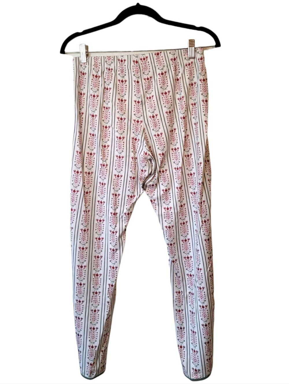Lake Pajamas Women's Pima Cotton Red Floral Stripe Pajama Set Size S - Picture 4 of 6